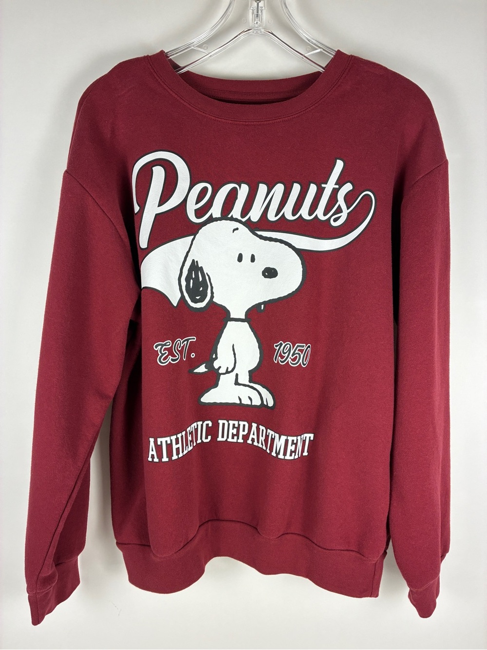 Peanuts Kids Youth Large 12-14 Snoopy Fleece Sweatshirt 2024 Maroon